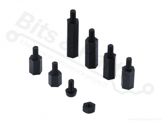Afstandsbus/Spacer/Standoff  M3 set 180-delig zwart